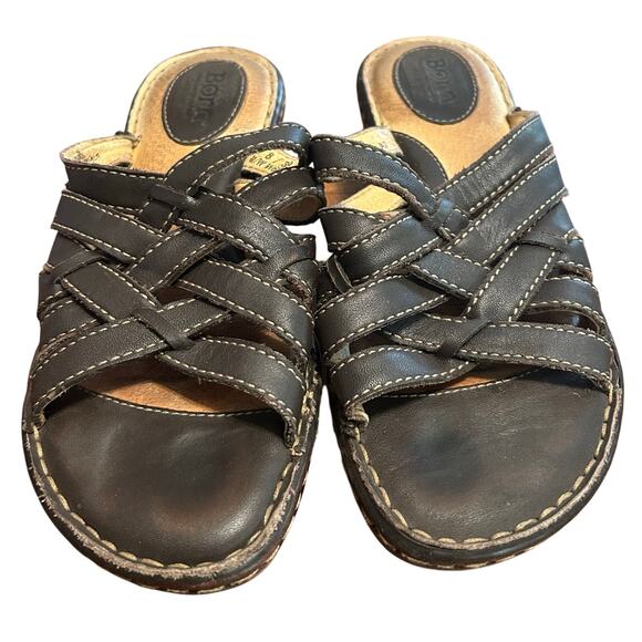 BORN Womens brown Leather Wedge W3056 Sandals Size 8 US - Picture 2 of 4